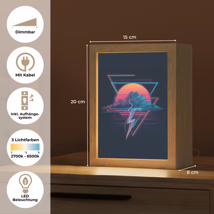 Wolk - Bliksemschicht - Driehoeken - Lijnen Light Box met kabel (Tafellamp) klein -USP_DE