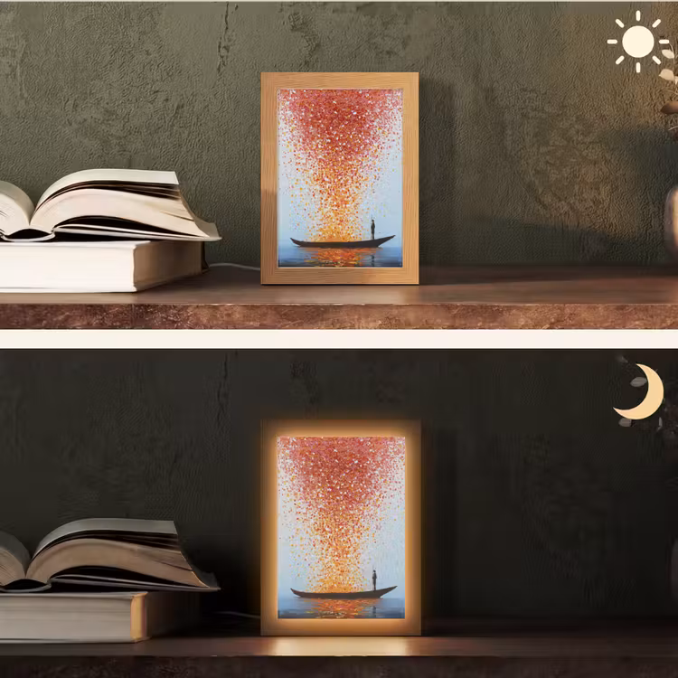 Wolk - Confetti - Boot - Wateroppervlakte Light Box met kabel (Tafellamp) klein -sfeer3