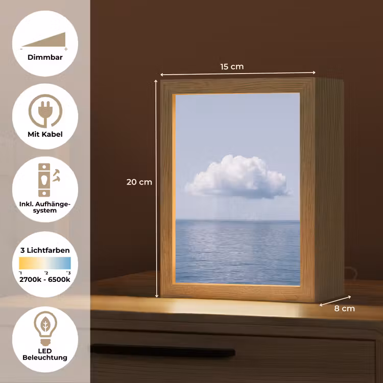 Tischlampe - Wolke – Regen – Natur - Wolk - Regen - Natuur Light Box met kabel (Tafellamp) klein