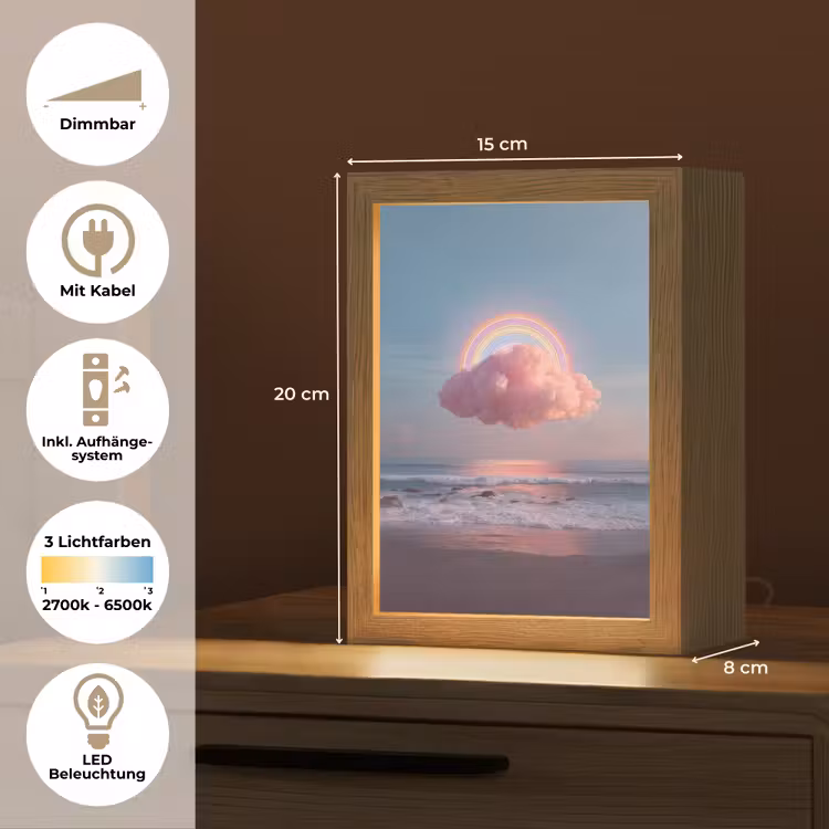 Wolk - Regenboog - Zee Light Box met kabel (Tafellamp) klein -USP_DE