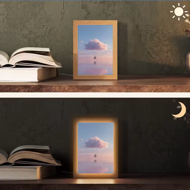 Wolk - Schommel - Kleurrijke lucht Light Box met kabel (Tafellamp) klein -sfeer3