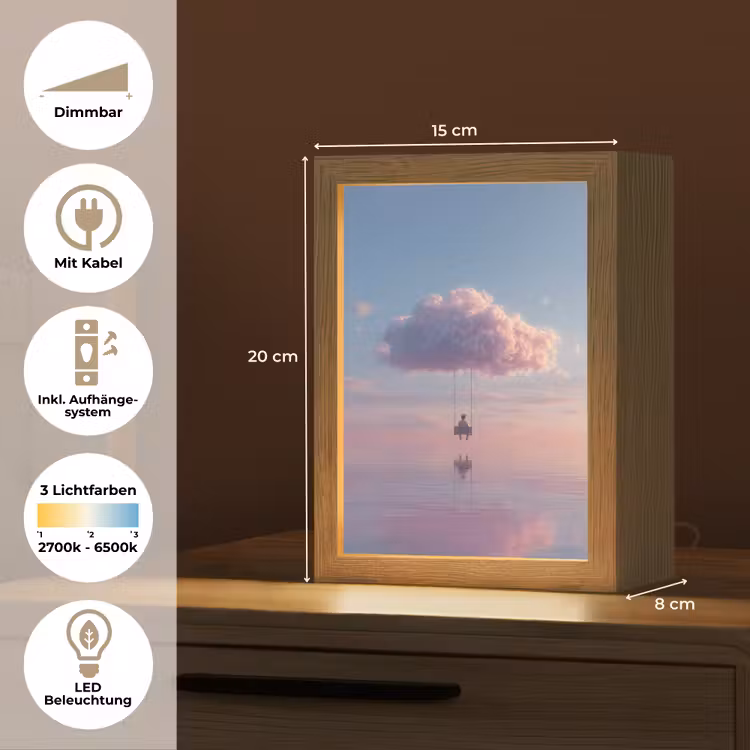 Wolk - Schommel - Kleurrijke lucht Light Box met kabel (Tafellamp) klein -USP_DE