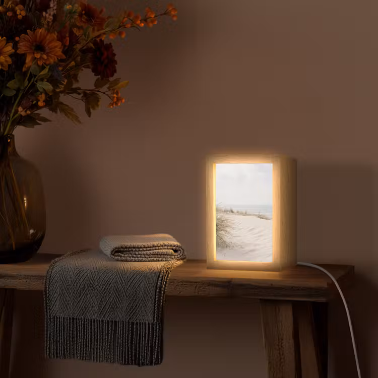 Wolken - Duinlandschap - Zand Light Box met kabel (Tafellamp) klein -sfeer4