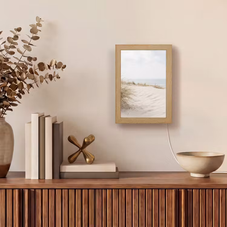 Wolken - Duinlandschap - Zand Light Box met kabel (Tafellamp) klein -sfeer2