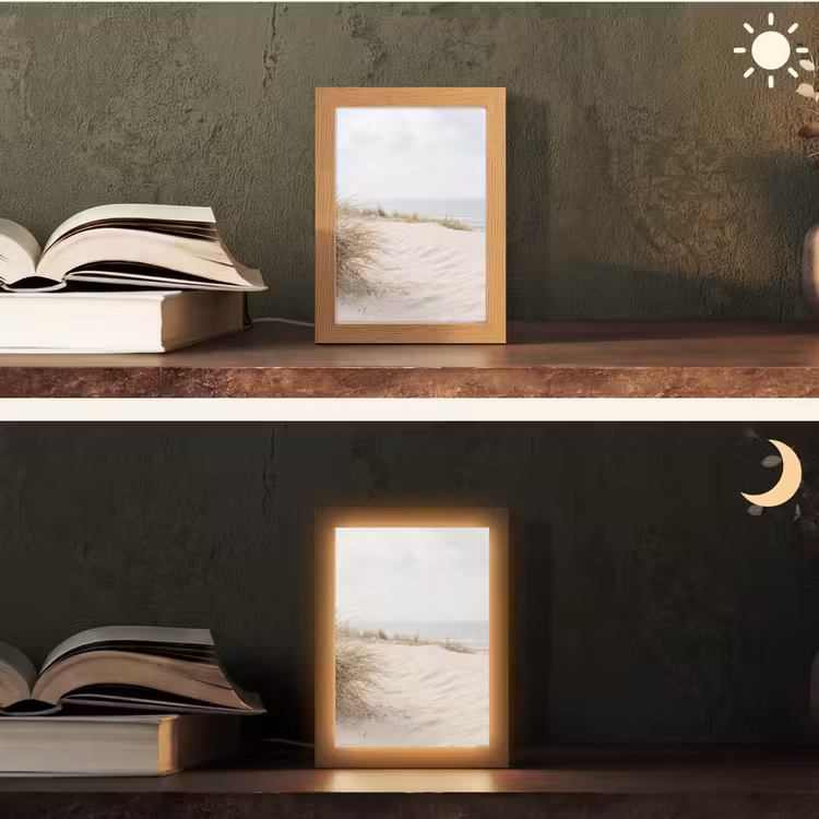 Wolken - Duinlandschap - Zand Light Box met kabel (Tafellamp) klein -sfeer3
