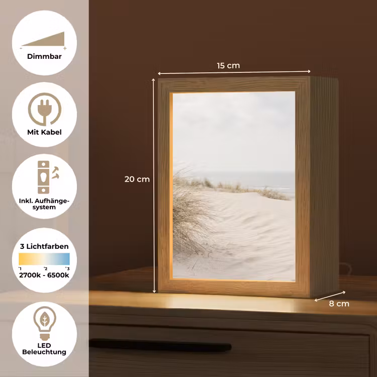 Wolken - Duinlandschap - Zand Light Box met kabel (Tafellamp) klein -USP_DE