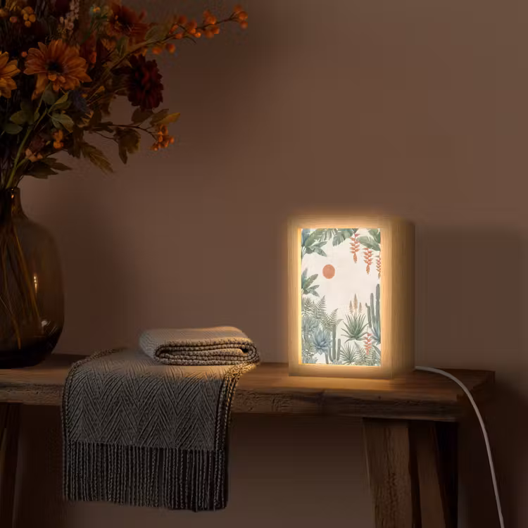 Woestijn - Planten - Groen Light Box met kabel (Tafellamp) klein -sfeer4