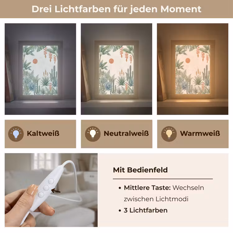 Woestijn - Planten - Groen Light Box met kabel (Tafellamp) klein -USP_lichtkleurDE