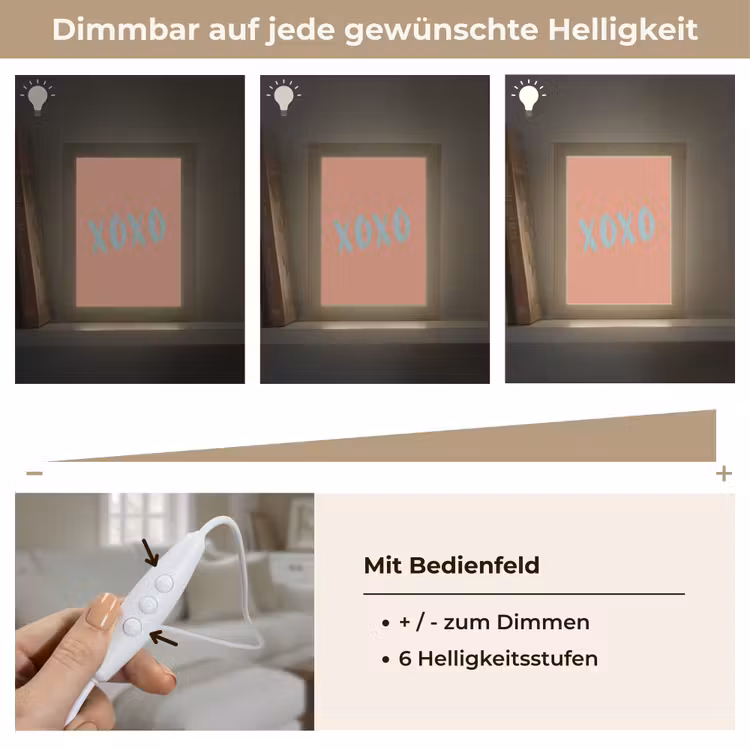 XOXO - Blauw - Perzikkleur Light Box met kabel (Tafellamp) klein -USP_dimbaarDE