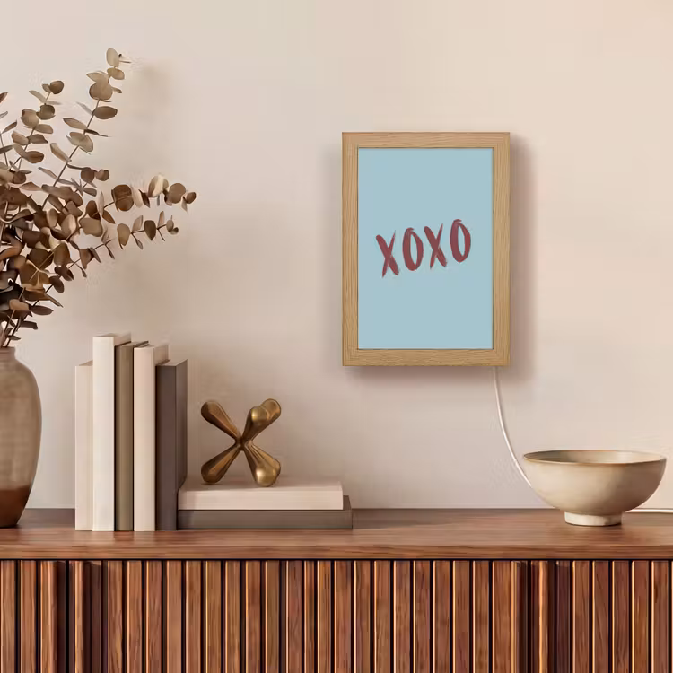 XOXO - Blauw - Rood Light Box met kabel (Tafellamp) klein -sfeer2