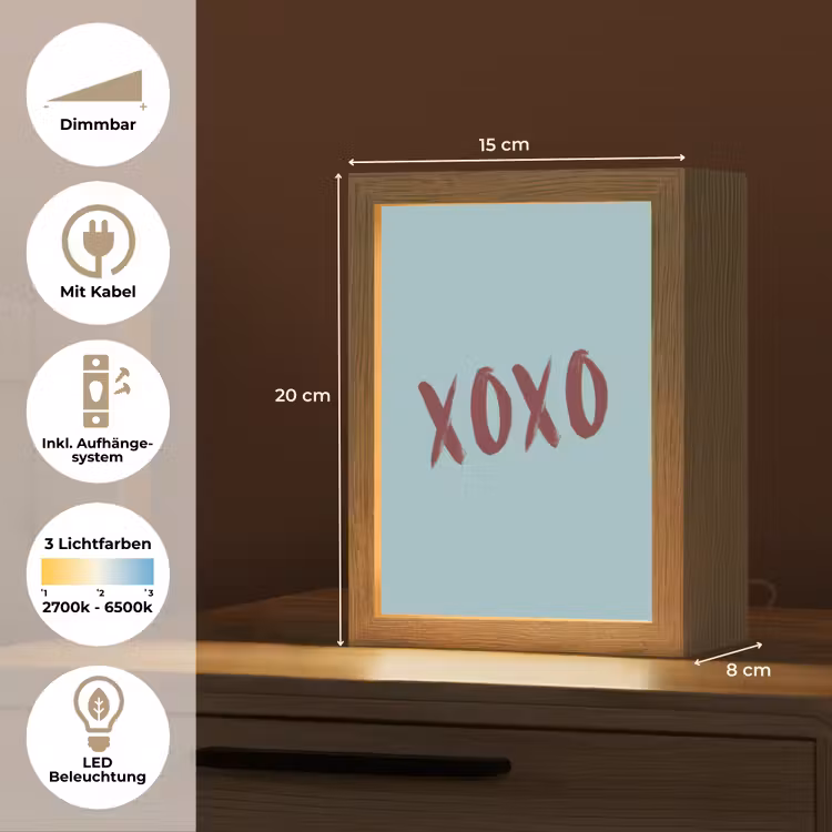 XOXO - Blauw - Rood Light Box met kabel (Tafellamp) klein -USP_DE