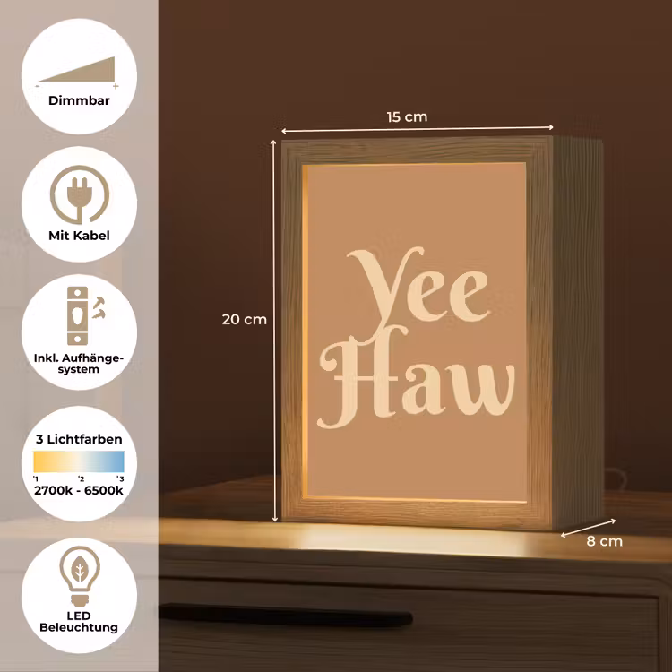 Yee haw - Bruin - Minimalistisch Light Box met kabel (Tafellamp) klein -USP_DE