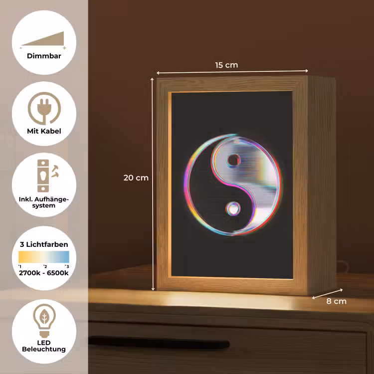 Yin-Yang - Cirkel - Regenboog Light Box met kabel (Tafellamp) klein -USP_DE