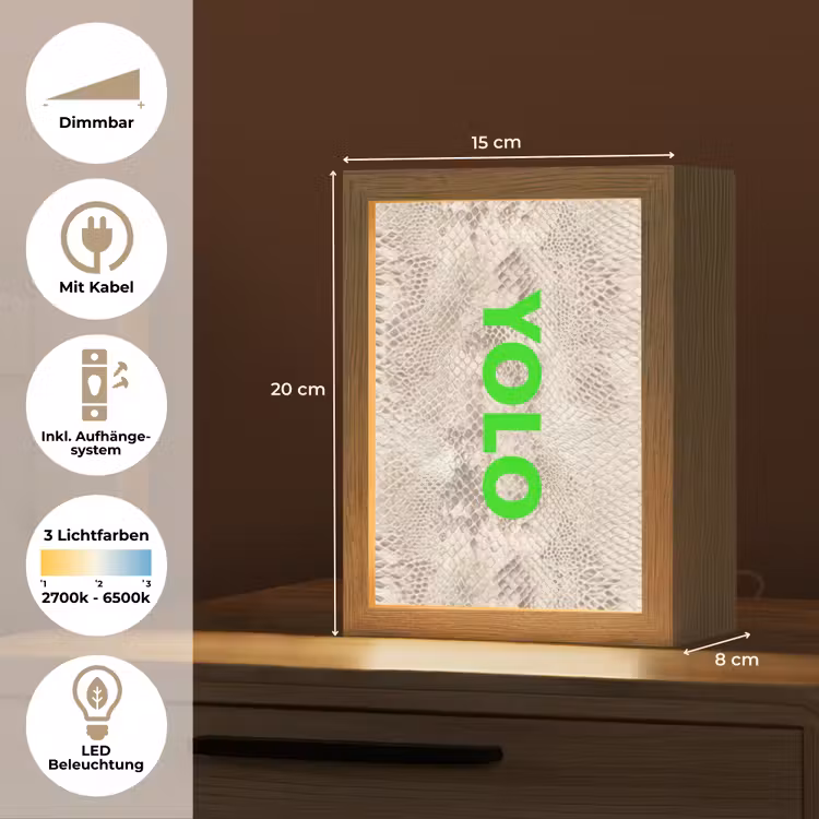 YOLO - Groen - Neon - Slangenprnt Light Box met kabel (Tafellamp) klein -USP_DE