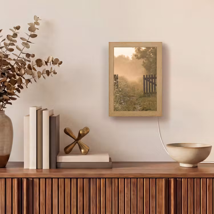 Hek - Natuur - Mist - Veld Light Box met kabel (Tafellamp) klein -sfeer2