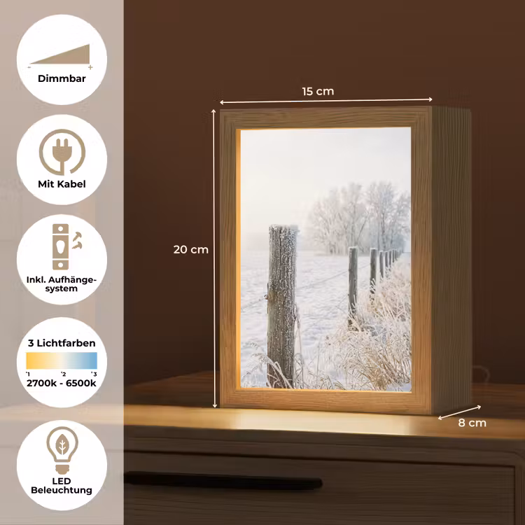 Hek - Sneeuw - Mist - Platteland - Nostalgisch Light Box met kabel (Tafellamp) klein -USP_DE