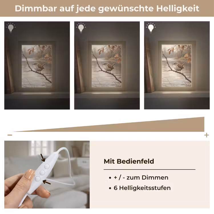 Winterkoninkje - Tak - Rivier - Natuur - Sfeervol Light Box met kabel (Tafellamp) klein -USP_dimbaarDE