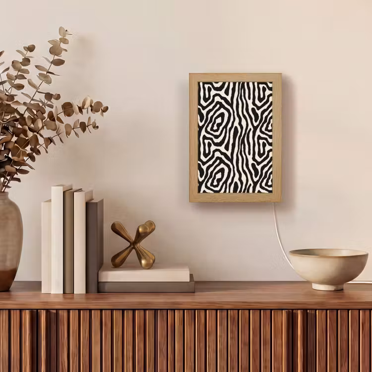 Zebra - Abstract - Zwart Light Box met kabel (Tafellamp) klein 925 -sfeer2