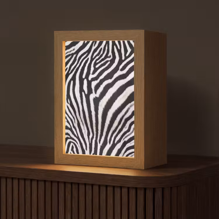 Zebra - Vacht - Klassiek - Zwart - Wit Light Box met kabel (Tafellamp) klein -z3d_website