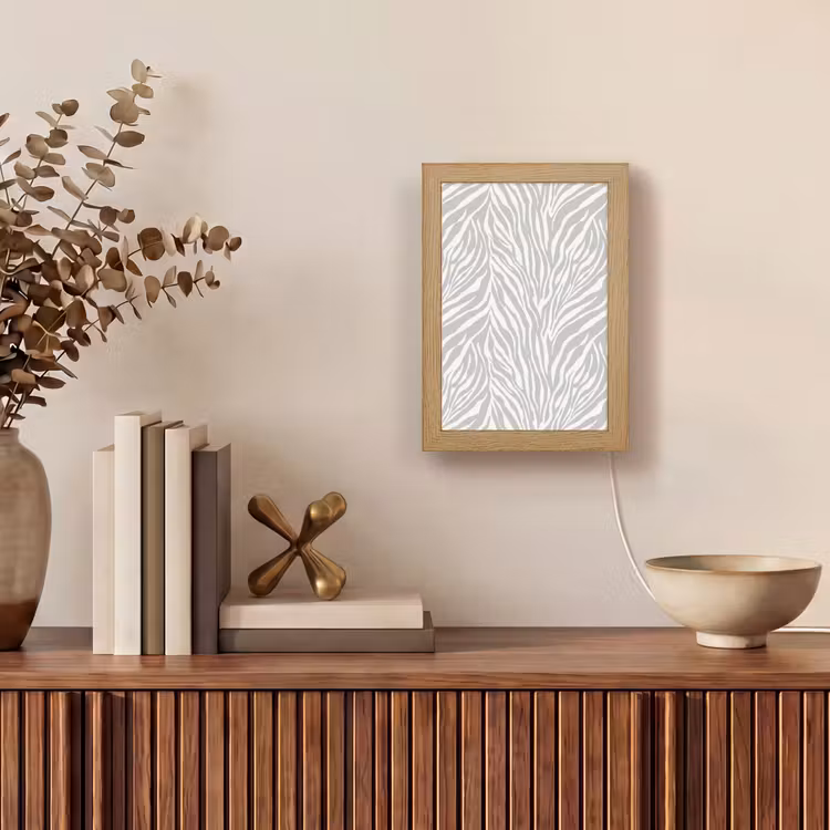 Zebra - Motief - Grijs Light Box met kabel (Tafellamp) klein 925 -sfeer2