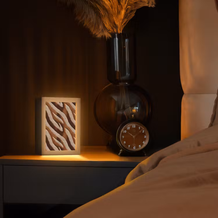Zebra - Patroon - Bruin Light Box met kabel (Tafellamp) klein 925 -sfeer1