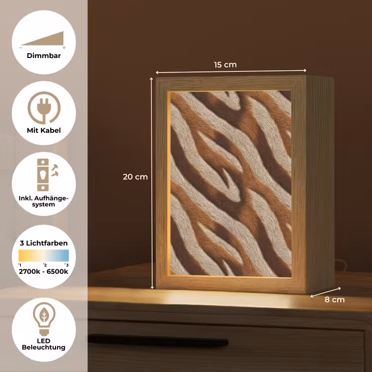 Zebra - Patroon - Bruin Light Box met kabel (Tafellamp) klein 925 -USP_DE