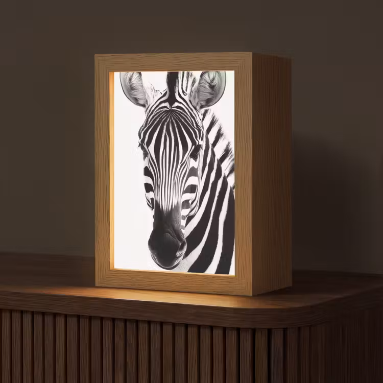 Zebra - Close-up - Zwart - Strepen Light Box met kabel (Tafellamp) klein -z3d_website
