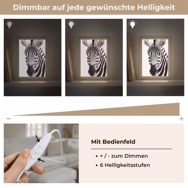 Zebra - Close-up - Zwart - Strepen Light Box met kabel (Tafellamp) klein -USP_dimbaarDE