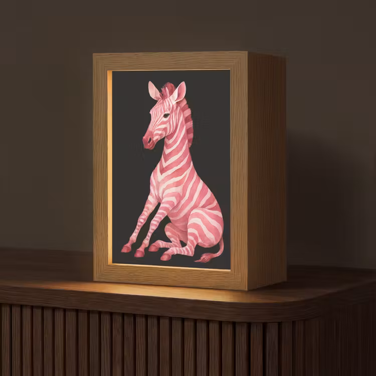 Zebra - Roze - Gestreept Light Box met kabel (Tafellamp) klein -z3d_website