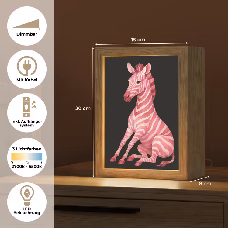 Zebra - Roze - Gestreept Light Box met kabel (Tafellamp) klein -USP_DE