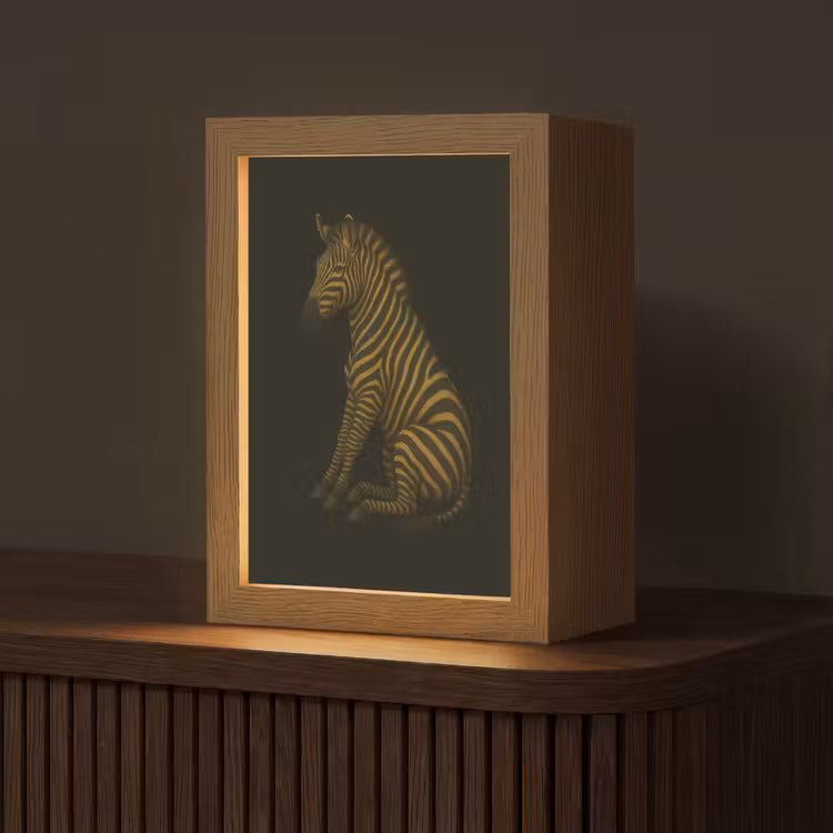Zebra - Strepen - Goud Light Box met kabel (Tafellamp) klein -z3d_website
