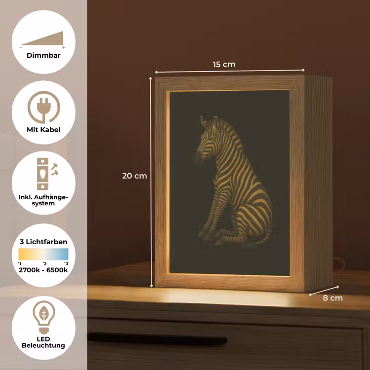 Zebra - Strepen - Goud Light Box met kabel (Tafellamp) klein -USP_DE