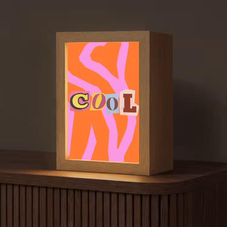 Zebraprint - Grafisch - COOL - Oranje Light Box met kabel (Tafellamp) klein -z3d_website