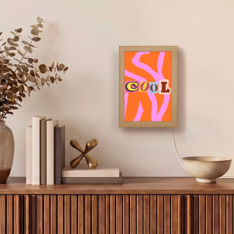 Zebraprint - Grafisch - COOL - Oranje Light Box met kabel (Tafellamp) klein -sfeer2