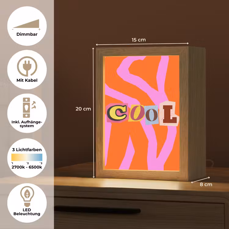 Zebraprint - Grafisch - COOL - Oranje Light Box met kabel (Tafellamp) klein -USP_DE