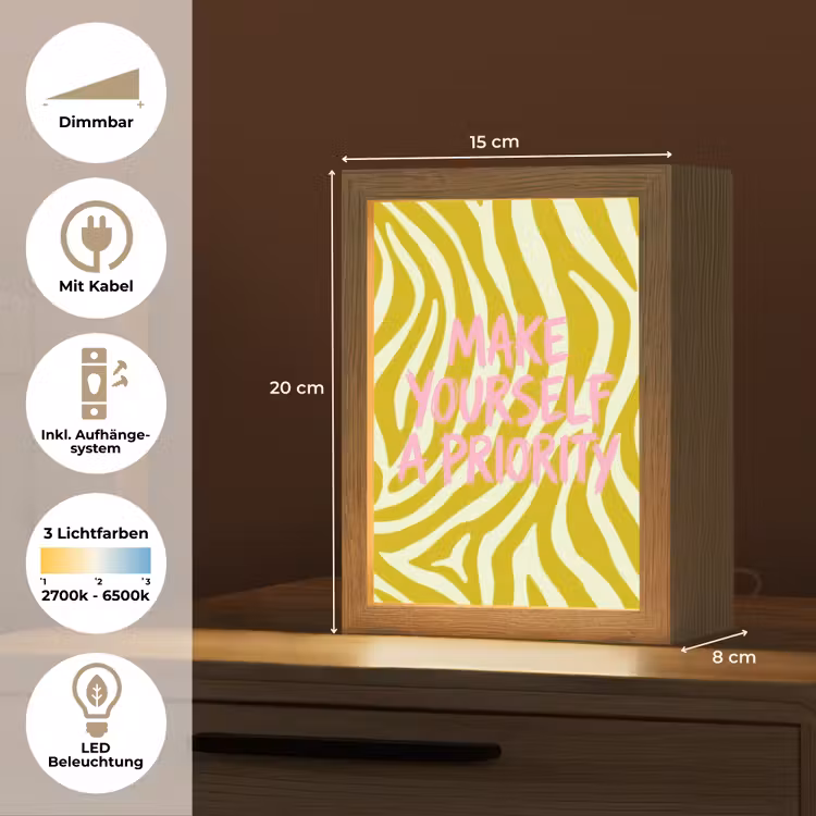 Zebraprint - Priority - Roze Light Box met kabel (Tafellamp) klein -USP_DE