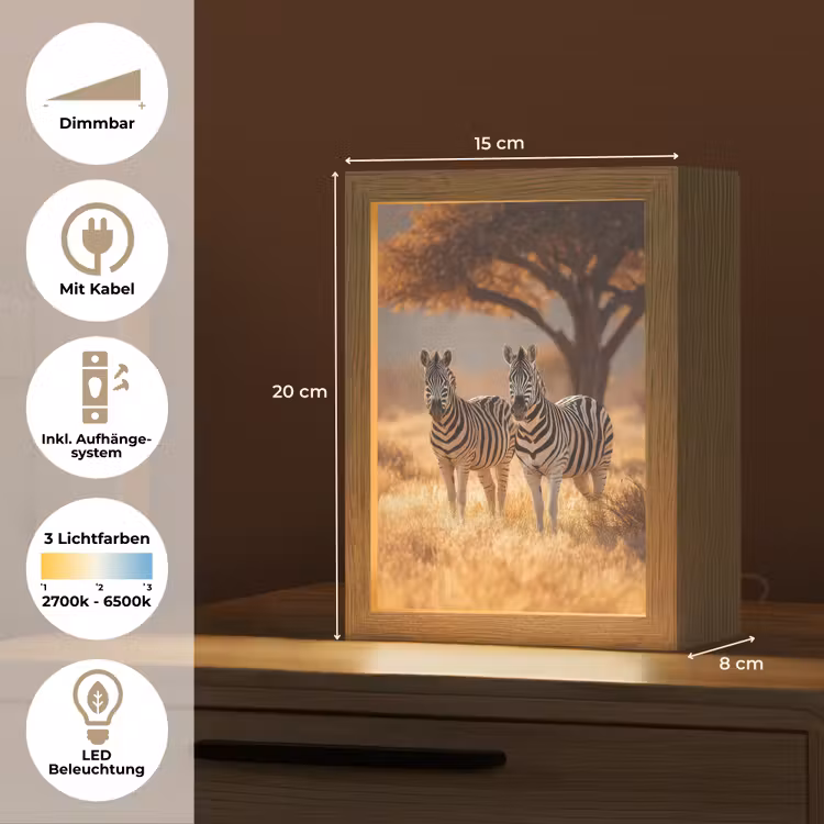 Zebra's - Savannelandschap - Gras Light Box met kabel (Tafellamp) klein -USP_DE