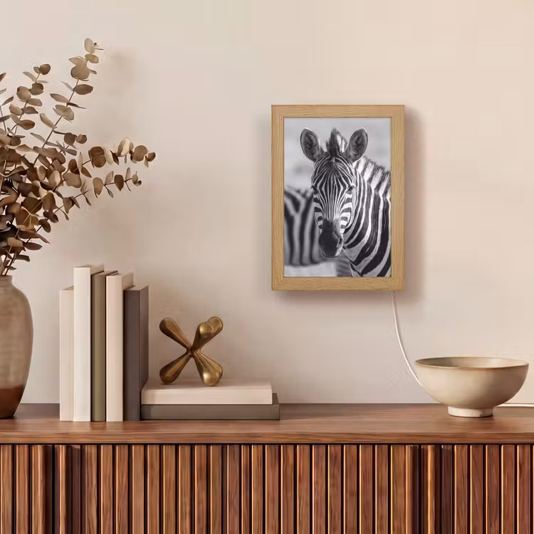 Zebra's - Zwart - Wit Light Box met kabel (Tafellamp) klein -sfeer2