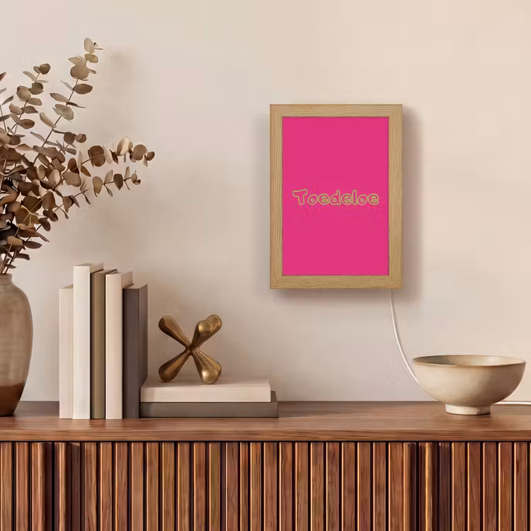Toedeloe - Groen - Roze Light Box met kabel (Tafellamp) klein -sfeer2
