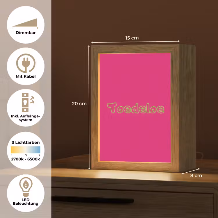 Toedeloe - Groen - Roze Light Box met kabel (Tafellamp) klein -USP_DE