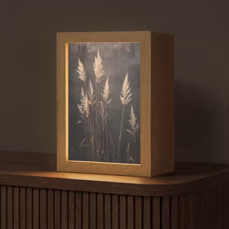 Siergras - Pluimen - Verlichting - Zwart Light Box met kabel (Tafellamp) klein -z3d_website