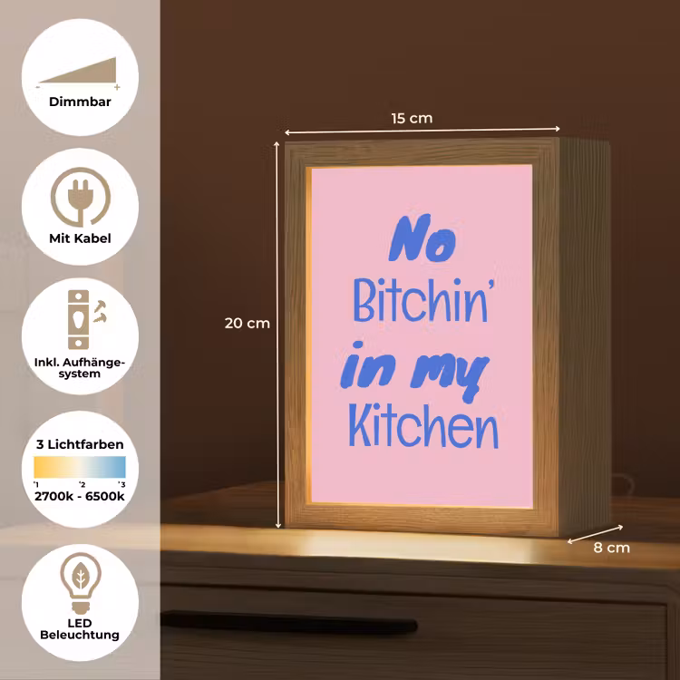 Quote - Blauw - Lettertype - Keuken Light Box met kabel (Tafellamp) klein -USP_DE