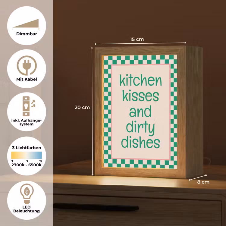 Quote - Groen - Geblokt - Keuken Light Box met kabel (Tafellamp) klein -USP_DE