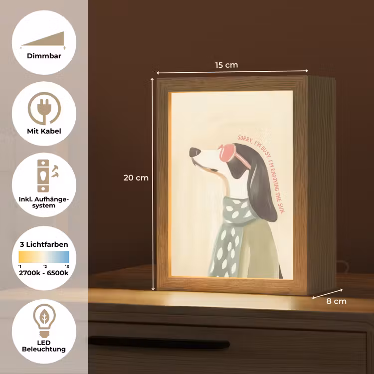Quote - Hond - Zonnebril Light Box met kabel (Tafellamp) klein -USP_DE