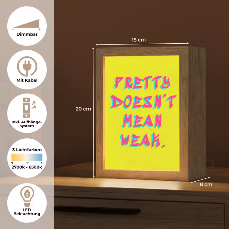 Quote - Minimalistisch - Kleurrijk Light Box met kabel (Tafellamp) klein -USP_DE