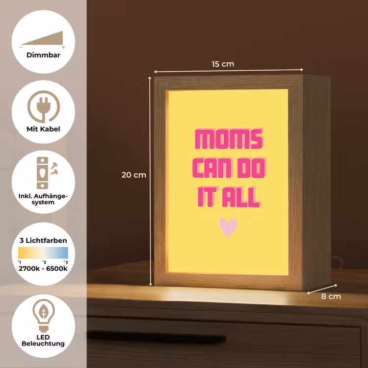 Quote - Moeder - Hartje - Roze Light Box met kabel (Tafellamp) klein -USP_DE