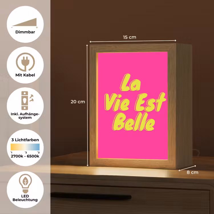 Quote - Retro - Roze Light Box met kabel (Tafellamp) klein -USP_DE
