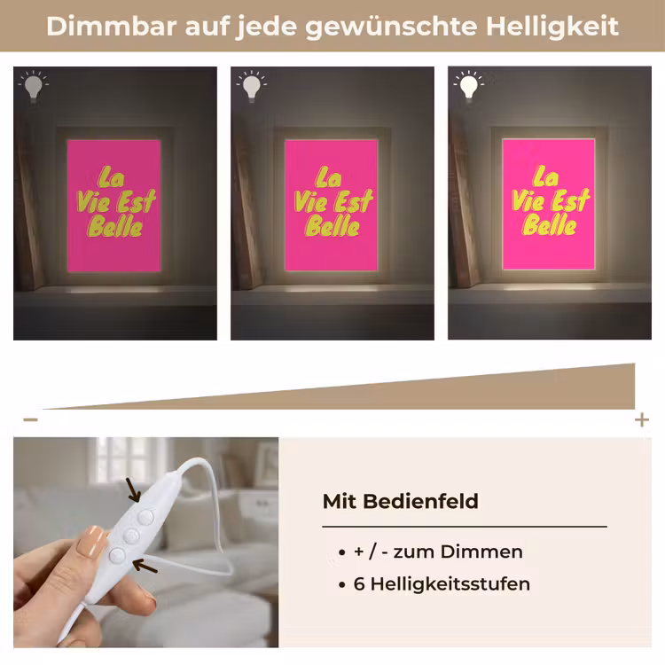 Quote - Retro - Roze Light Box met kabel (Tafellamp) klein -USP_dimbaarDE