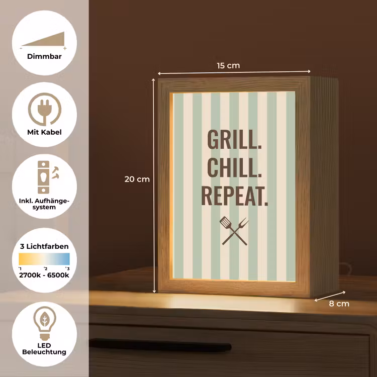 Quote - Strepen - Grill Light Box met kabel (Tafellamp) klein -USP_DE