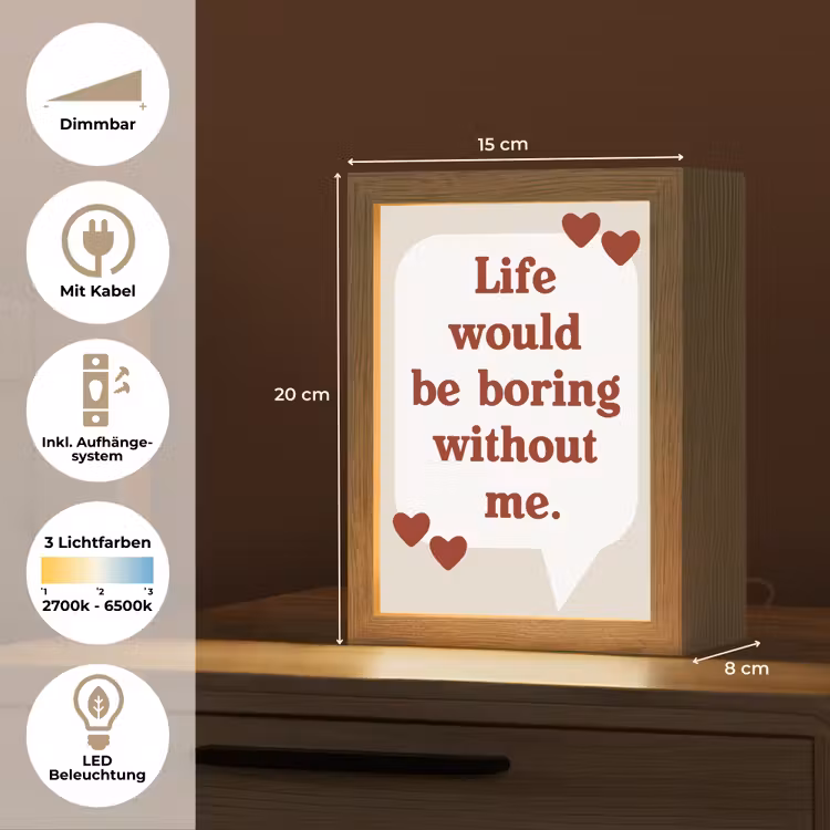 Quote - Tekstballon - Hartjes Light Box met kabel (Tafellamp) klein -USP_DE